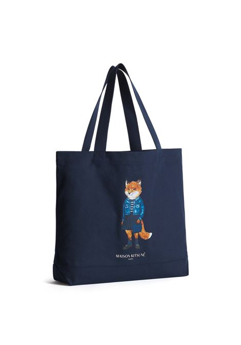dressed fox tote bag unisex navy MAISON KITSUNÉ | PM05107WW90420413